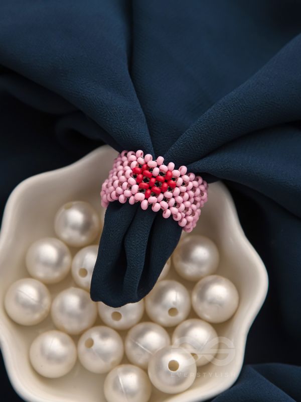 The Crimson Heart- Stretchable Lavender Beaded Ring