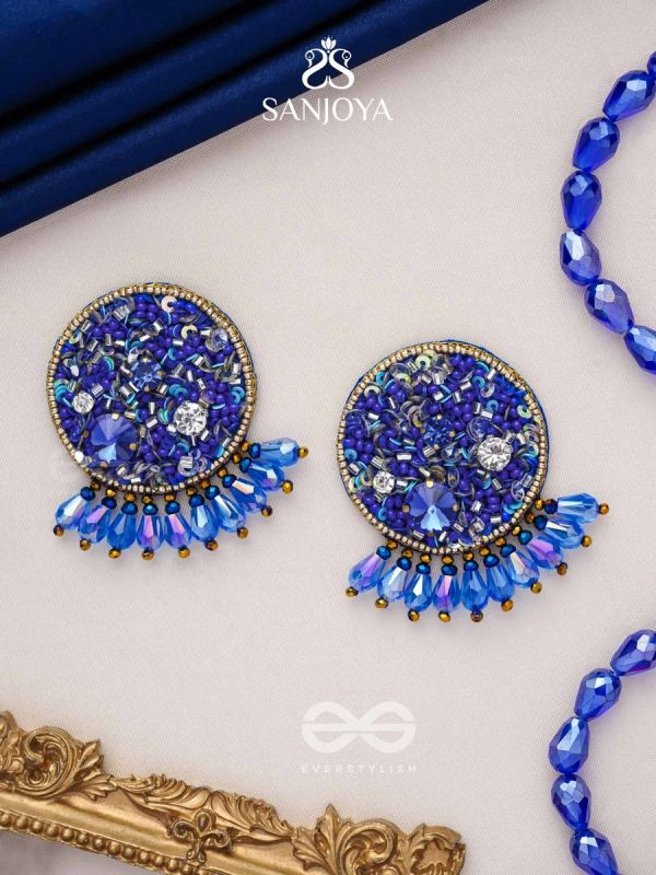 Vineela- The Azure Allure- Stones and Sequins Embroidered Earrings