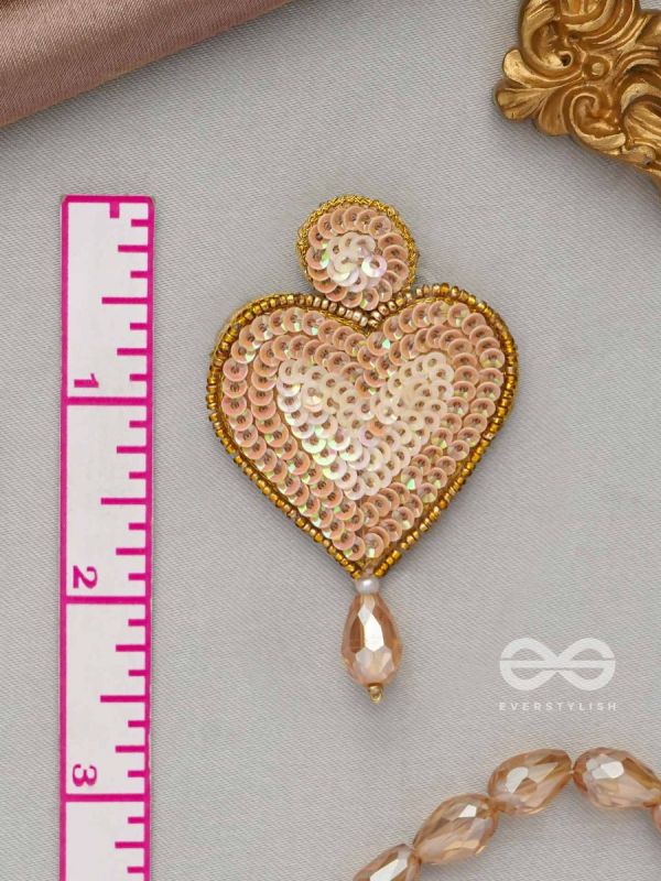 Girika- The Golden Heart- Sequins, Glass Drops & Beads Embroidered Earrings