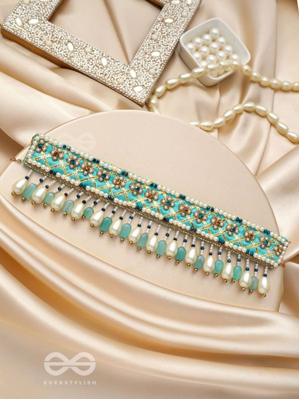 Dhrti - A Mythical Shore - Pearls And Beads Hand Embroidered Choker Necklace