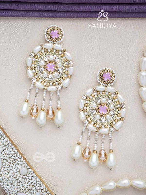 Valaaya- The Decorated Spheres- Pearl and Stone Embroidered Earrings