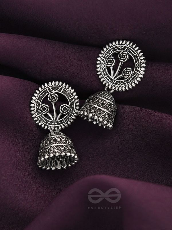 In Full Bloom- Oxidised Jhumka Earrings