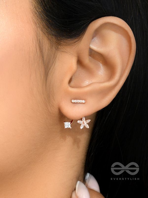 The Blossoming Vine- Golden Stud CZ Ear-Jackets