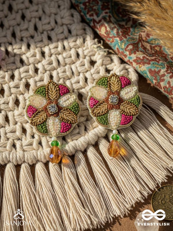 Vaarksha- The Colorful Forest- Resham, Sequins and Beads Embroidered Earrings