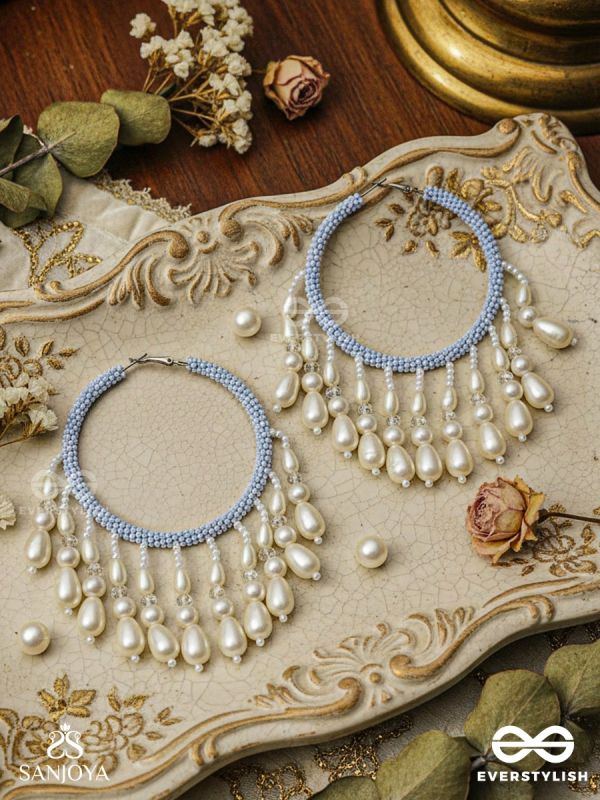 Mihika- The Splendid Snow- Pearls and Beads Embroidered Earrings