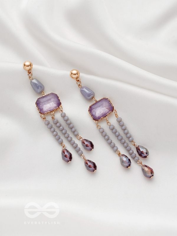 The Wine Drizzle- Golden Embellished Earrings