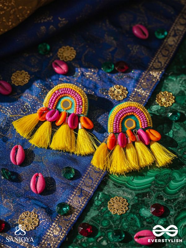 Inodaya- The Alluring Sunrise- Resham and Sequins Embroidered Earrings