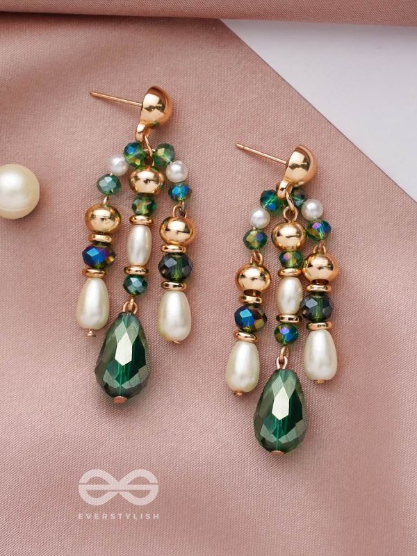 The Ever'green' Beauty- Golden Embellished Earrings