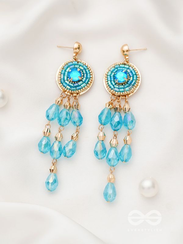 The Elixir Rain- Golden Embellished Earrings