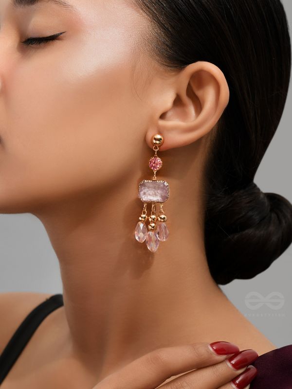 The Drip Painting- Golden Embellished Earrings