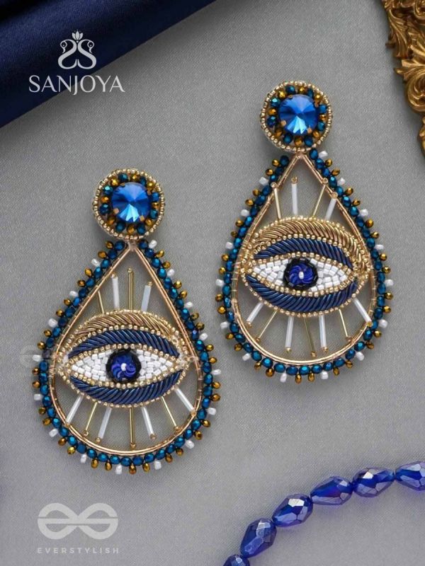 Tabhyam- The Beautiful Eyes- Stones, Sequins and Glass Beads Embroidered Statement Earrings