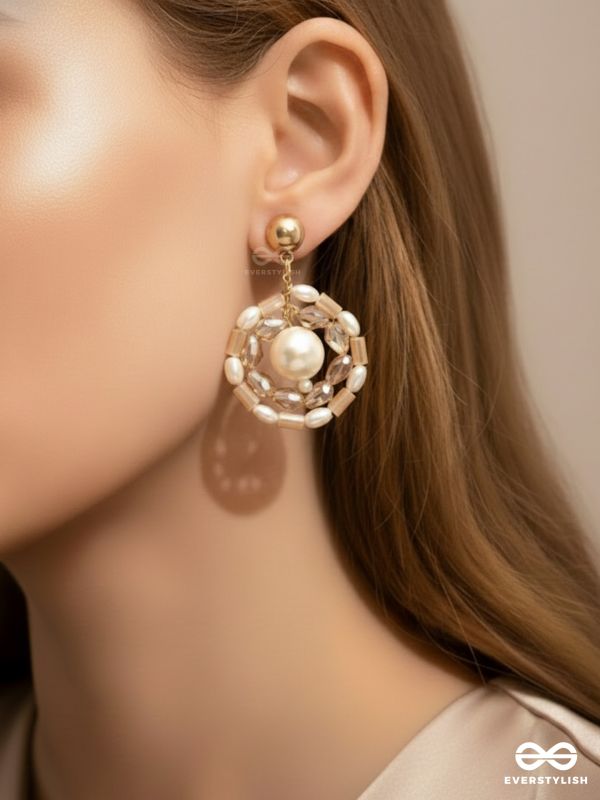 Run Rings Round- Golden Embellished Earrings