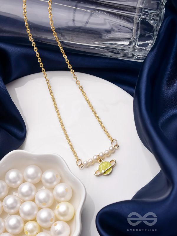 The Planet Crafter- Golden Embellished Necklace With Anti-Tarnish Coating 