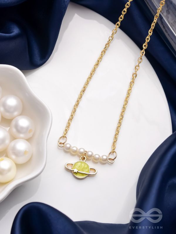 The Planet Crafter- Golden Embellished Necklace With Anti-Tarnish Coating 