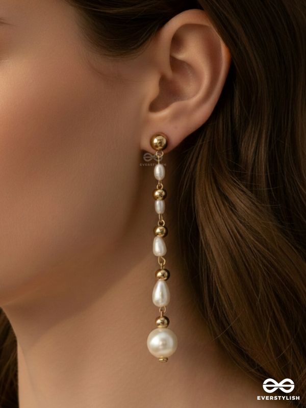 The Pearlescent Drops - Golden Pearls Earrings