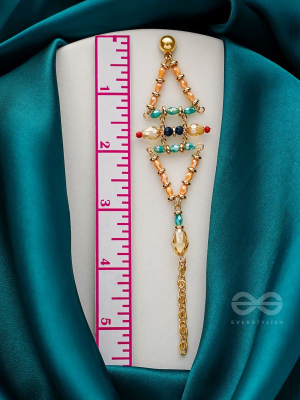 The Pyramid Reflection- Golden Embellished Earrings