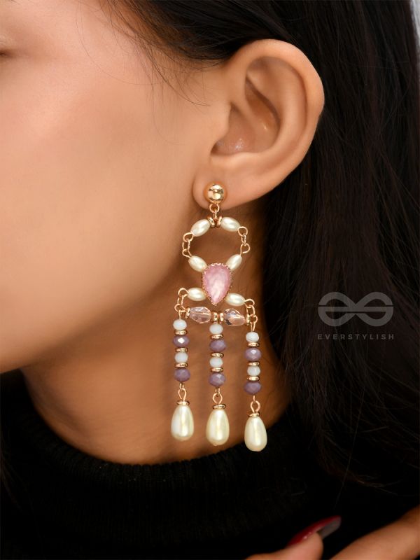 The Flowing Spring- Golden Embellished Earrings