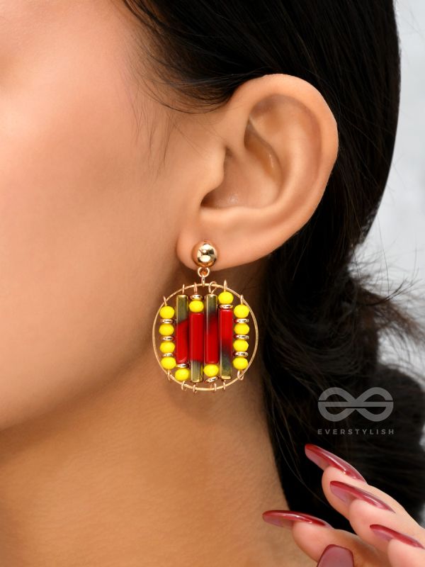 The Burning Ember- Golden Embellished Earrings