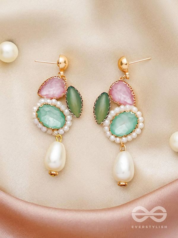 Rose n Petals- Golden Embellished Earrings