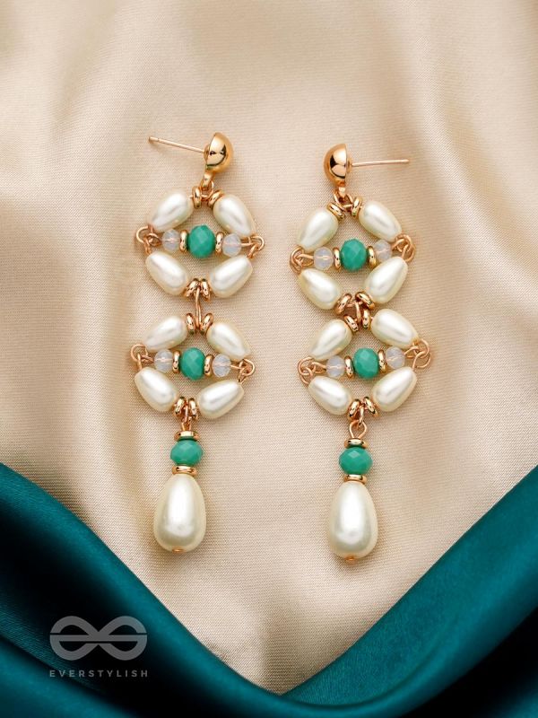 The White Willow- Golden Embellished Pearl Earrings