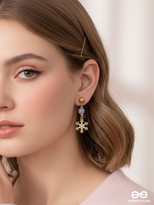 The Gilted Snowflake- Golden Embellished Earrings