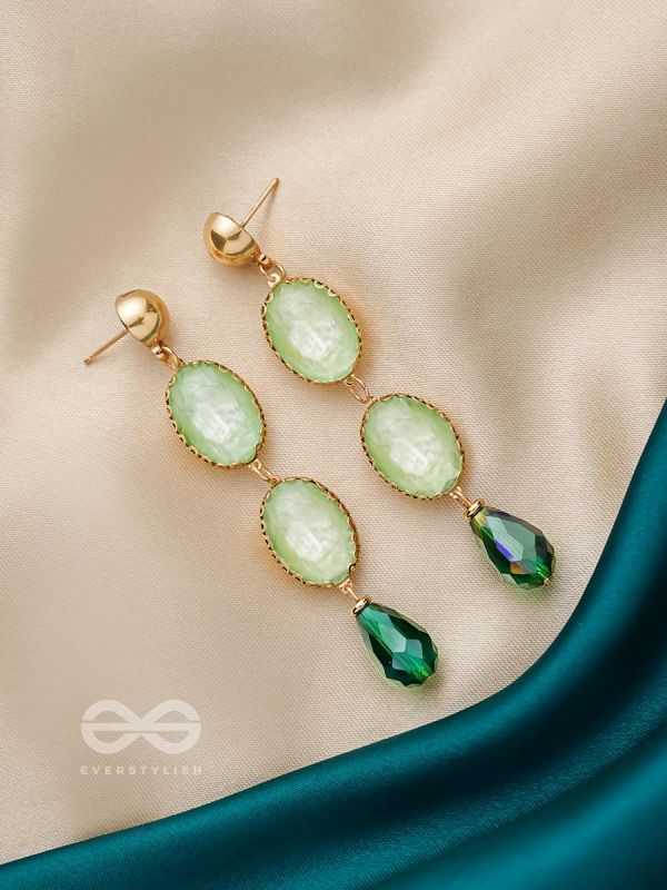 The Aqua Flurry- Golden Embellished Earrings