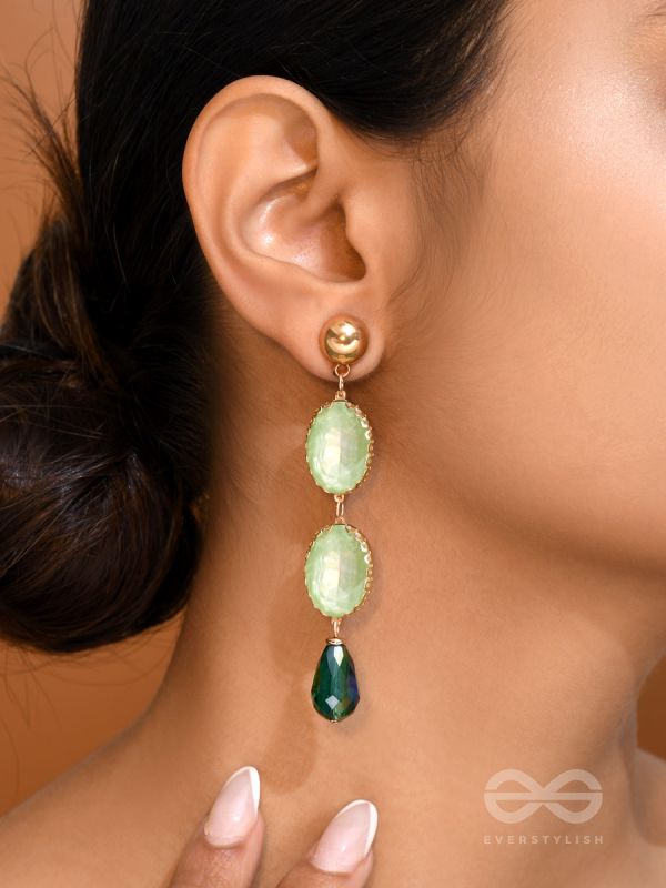 The Aqua Flurry- Golden Embellished Earrings