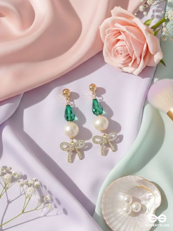 The Bow Bling- Golden Pearl Earrings