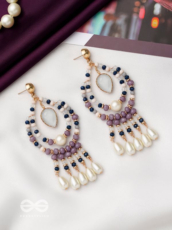 The Grey Skies- Golden Pearl Earrings 