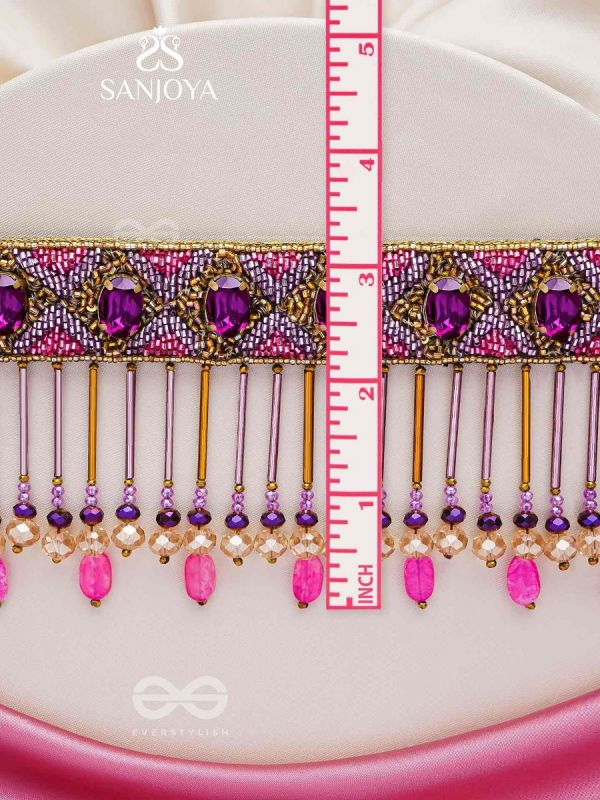 Aavsati- The Night Sky- Stones and Glass Beads Embroidered Choker Necklace 