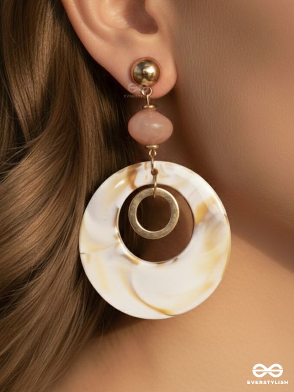 The Beige Wonder- Golden Embellished Earrings