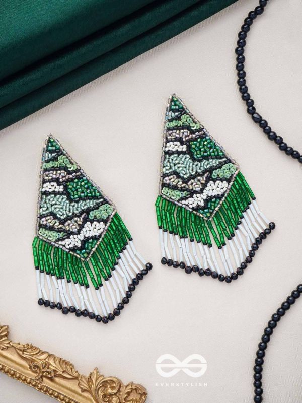 Rauhineya - The Luminous Emerald - Sequins And Cutdana Hand Embroidered Earrings