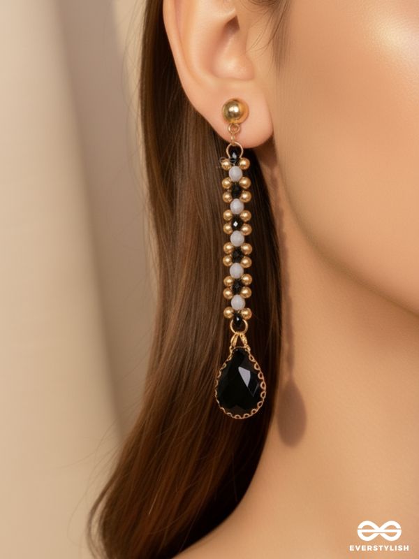 The Shades of Gray- Golden Embellished Earrings