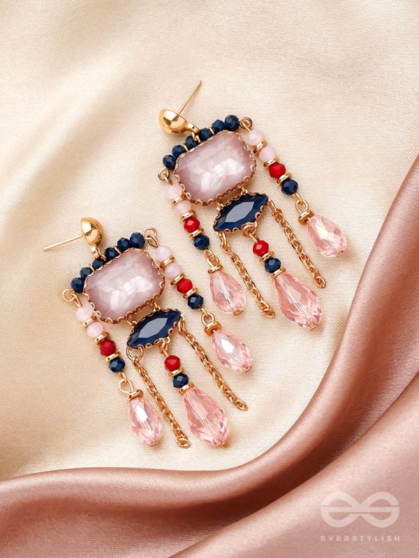 The Rose Petals- Golden Embellished Earrings