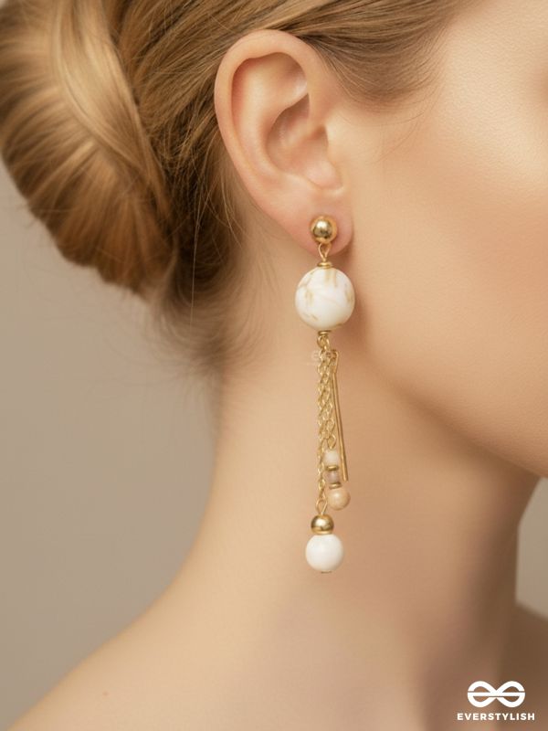 The Stellar Dawn- Golden Embellished Earrings