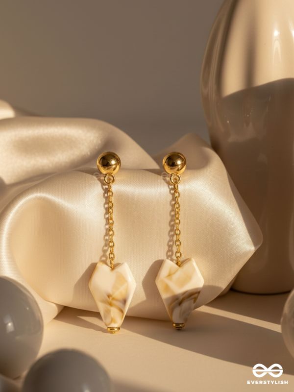 In a Nut'shell'- Golden Embellished Earrings