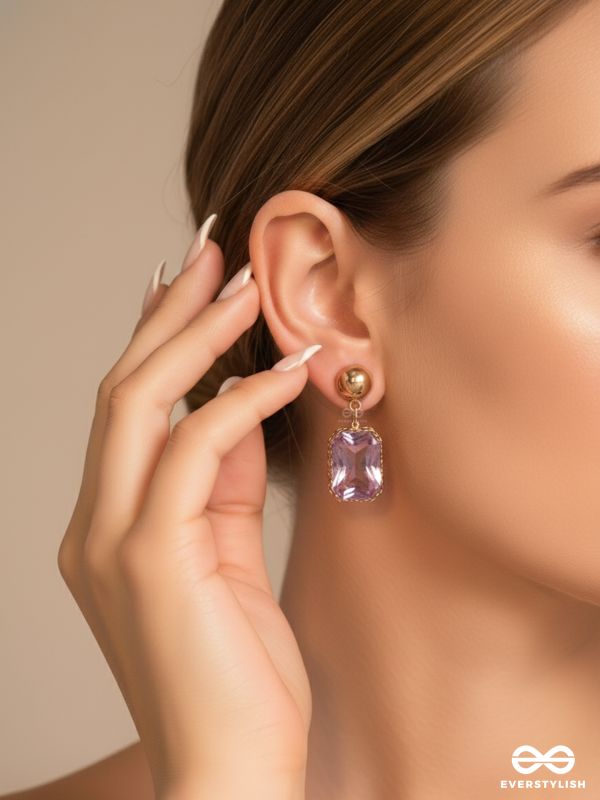 The Purple Haze- Golden Embellished Earrings