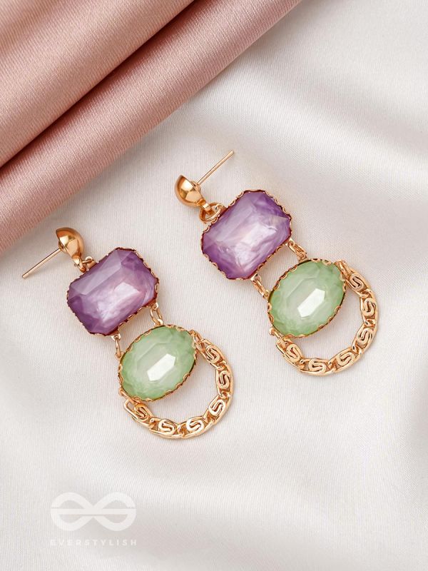 The Sapphire Castle- Golden Embellished Earrings