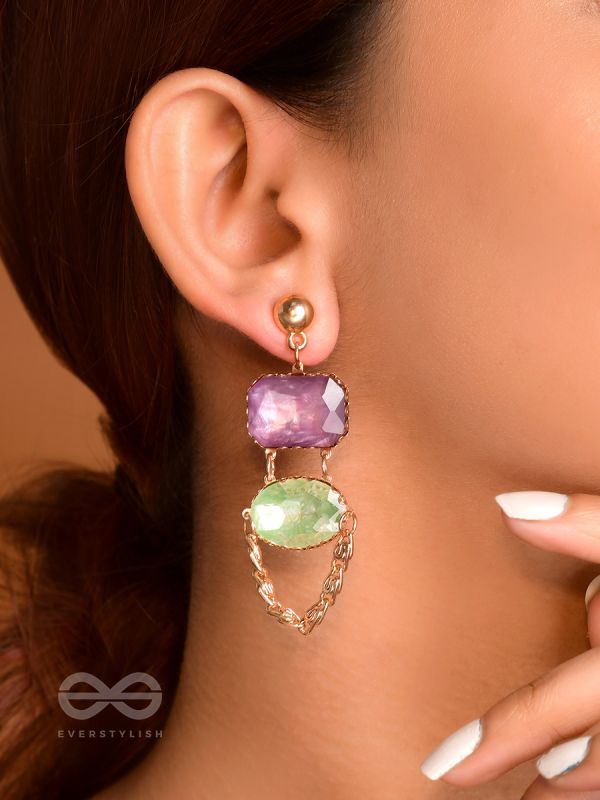 The Sapphire Castle- Golden Embellished Earrings