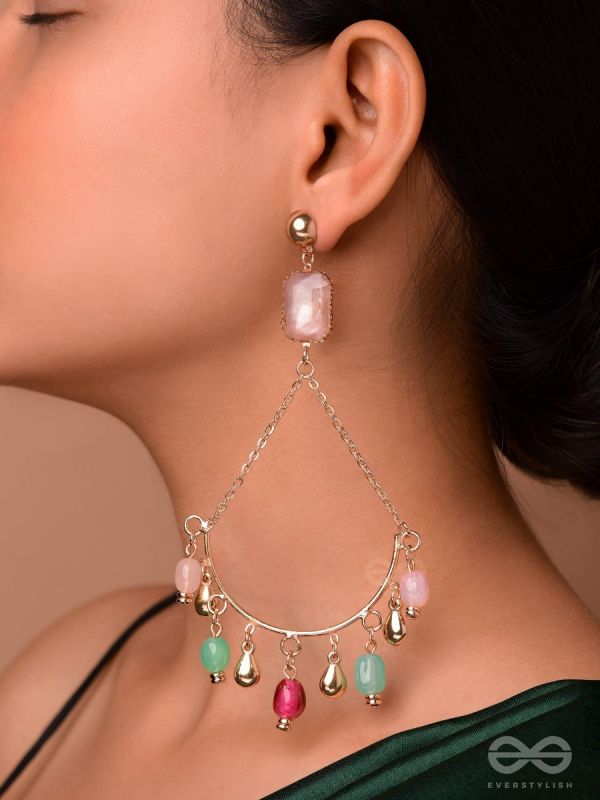 The Rainbow Sparkle- Golden Embellished Earrings