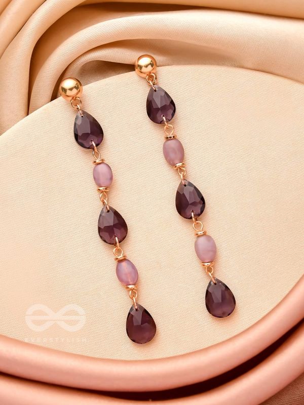 The Plum Passion- Golden Embellished Dangler Earrings