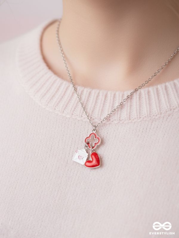 The Love Note - Golden Enamelled Necklace With Anti-Tarnish Coating 