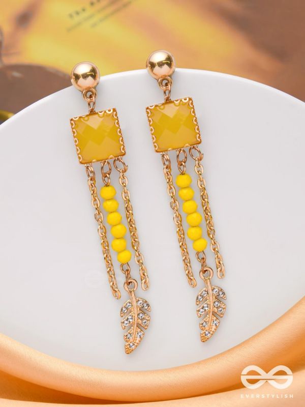 The Frosted Maple - Golden Embellished Earrings