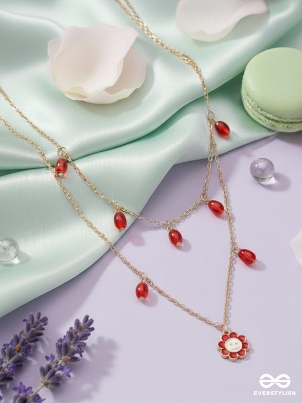 The Scarlet Sun- Golden Embellished Necklace With Anti-Tarnish Coating 