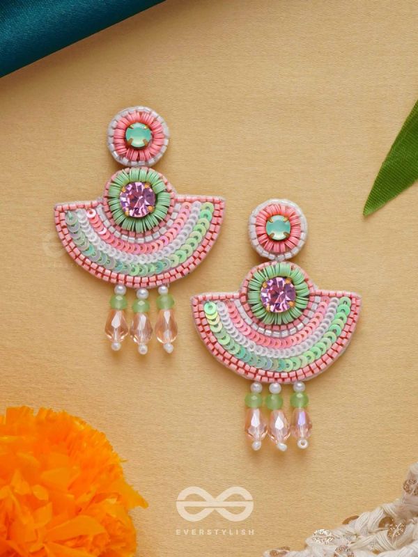 Yaamira- The Marvellous Moon- Stones & Sequins Embroidered Earrings