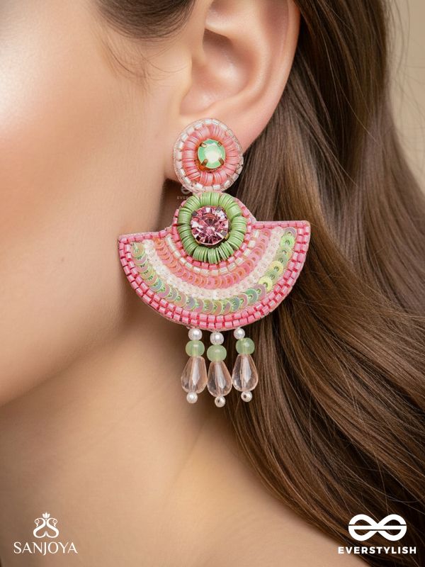 Yaamira- The Marvellous Moon- Stones & Sequins Embroidered Earrings