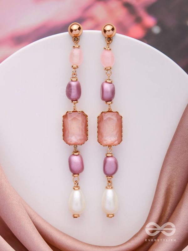 The Pastel Pops- Golden Pearl Earrings (Purple & Pink)