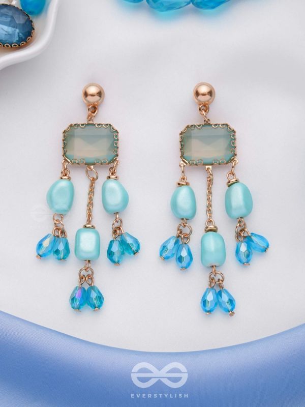 The Sapphire Sprinkle- Golden Embellished Earrings