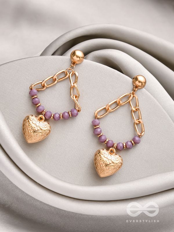 The Lilac Love- Golden Embellished Earrings