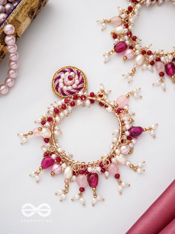 Ardramani - The Fiery Embers - Dabka And Glass Beads Hand Embroidered Earrings